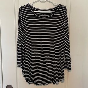 LOFT charcoal grey white stripe scoop neck oversized top